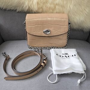 Coach Beige Croc-Embossed Crossbody Bag